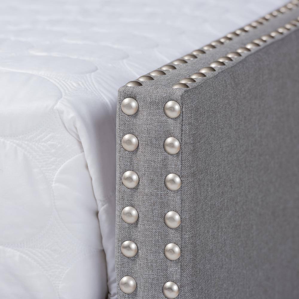 Haylie Queen Light Gray Tufted Upholstered Daybed with Nailhead Trim