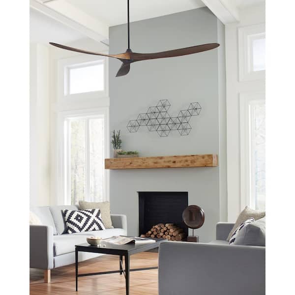 Maverick Super Max 88 in. Modern Indoor/Outdoor Black Ceiling Fan with Dark Walnut Balsa Blades and Remote Control
