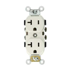 20 Amp Industrial Grade Heavy Duty Self Grounding Duplex Outlet, White