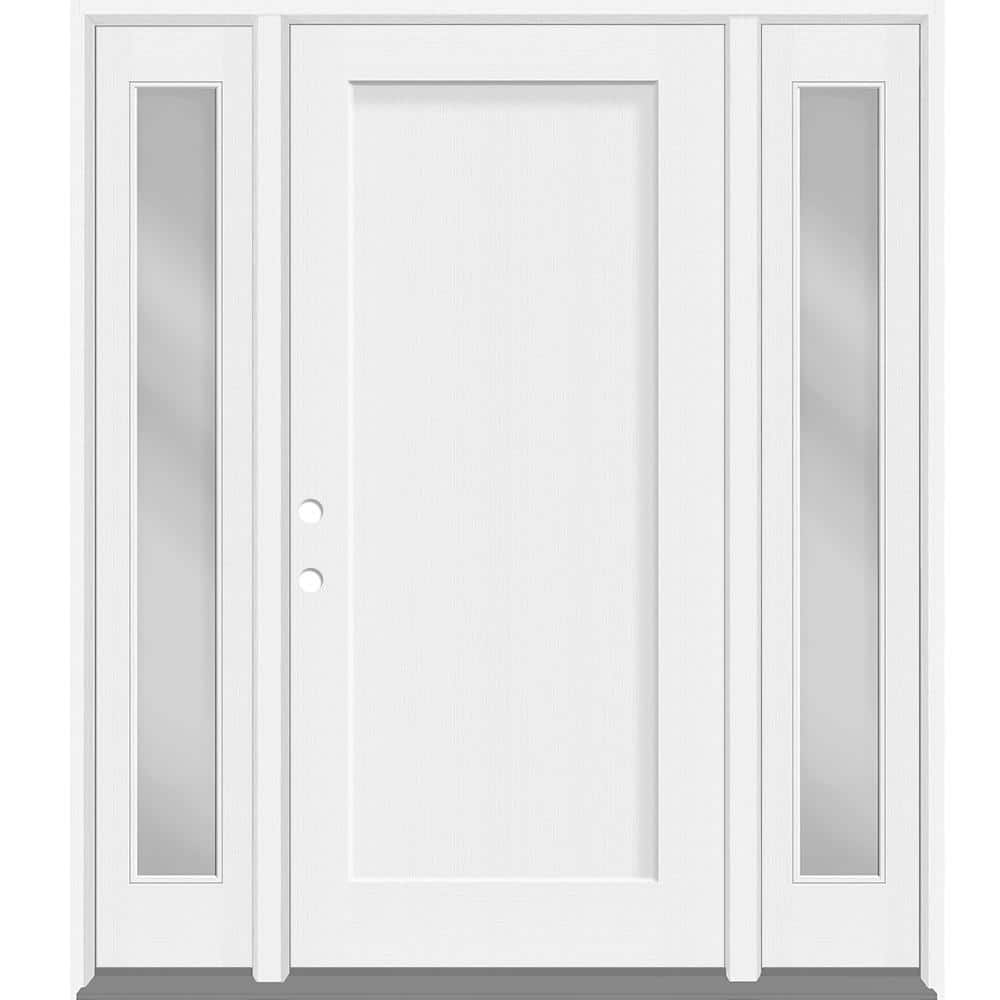 Legacy 60 in. x 80 in. 1-Panel Shaker RHIS Unfinished White Fiberglass Prehung Front Door w/Clear 10 in.SLs 4-9/16 Jamb price history on PriceWatchPro