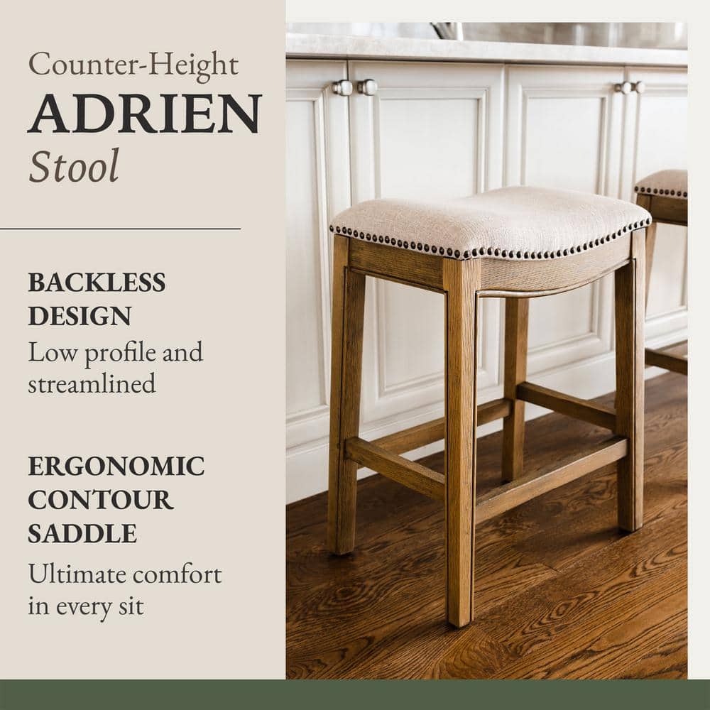 Natural Wood Backless Saddle Counter Stools, Set of 3