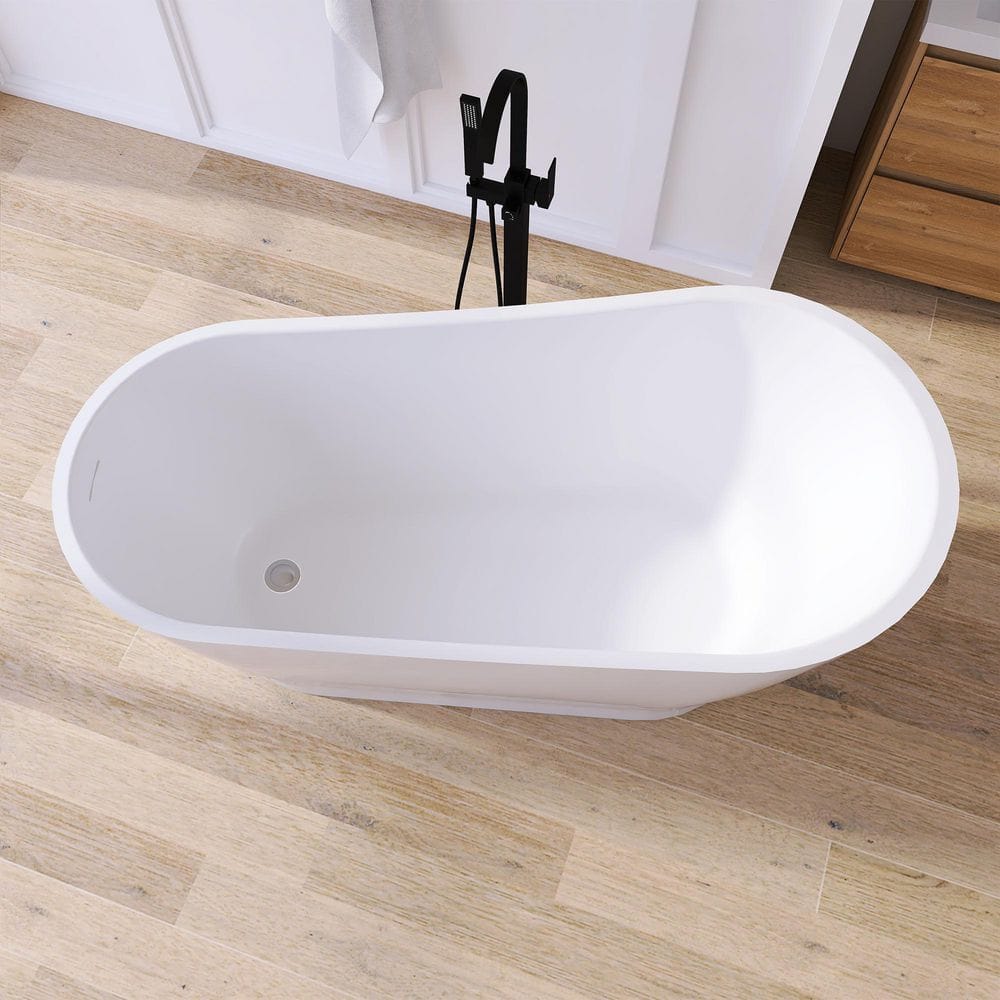 59'' Glossy White Acrylic Freestanding Soaking Bathtub