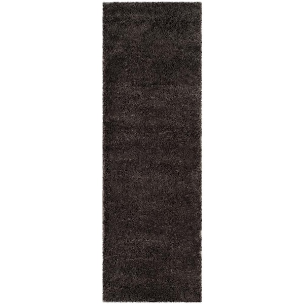 SAFAVIEH Indie Shag Dark Gray 2 ft. x 7 ft. Solid Runner Rug