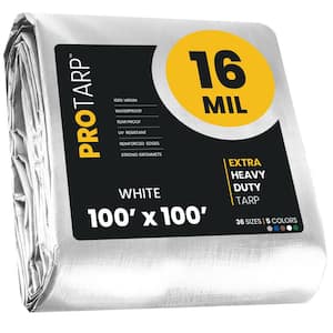 100 ft. x 100 ft. White 16 Mil Heavy Duty Polyethylene Tarp, Waterproof, UV Resistant, Rip and Tear Proof