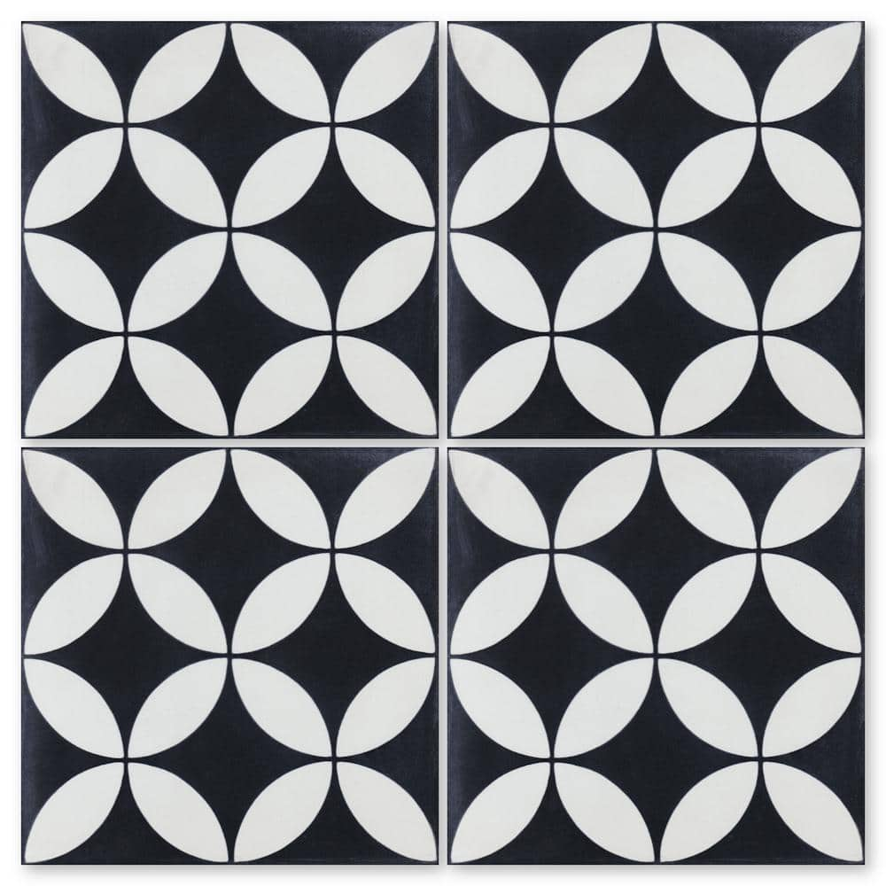 Villa Lagoon Tile Circulos B Black and White Evening 8 in. x 8 in