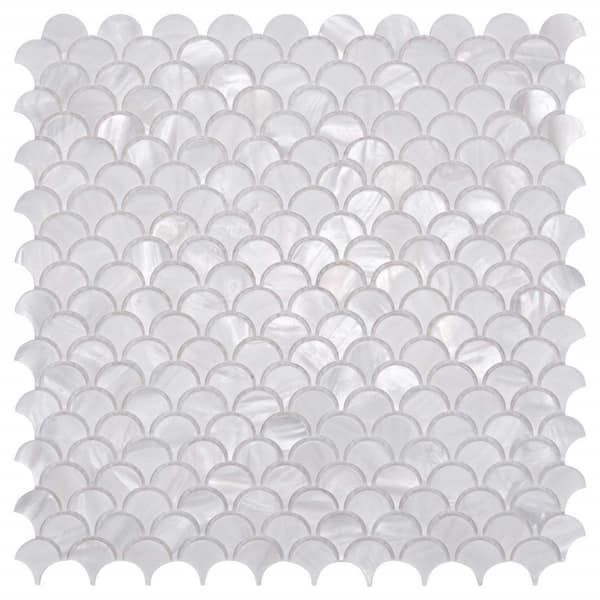 Art3d Mother of Pearl Backsplash Tiles White 12 in. x 12 in. Natural ...