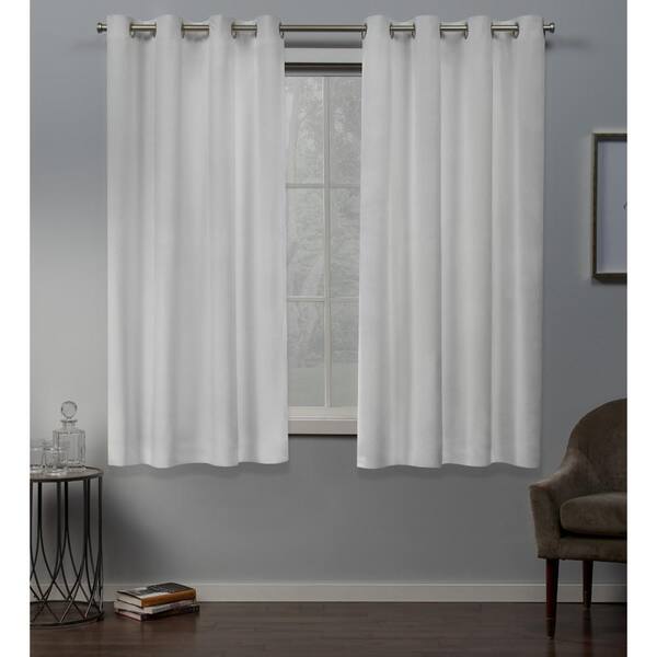 Exclusive Home Curtains Winter White Velvet Grommet Room Darkening Curtain 54 In W X 63 L Set Of 2 Eh8303 01 63g The Depot Exclusive Home Curtains Winter White, White Velvet Curtains