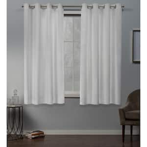 Velvet Winter White Solid Light Filtering Grommet Top Curtain, 54 in. W x 63 in. L (Set of 2)