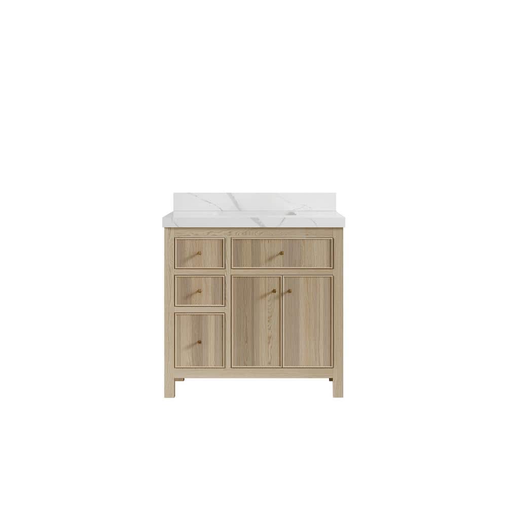 "Sonoma Oak 36 in. W x 22 in. D x 36 in. H Single Sink Bath Vanity Center in White Oak with 2"" Calacatta Quartz Top" price history on PriceWatchPro