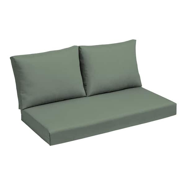 ARDEN SELECTIONS earthFIBER Outdoor Loveseat Cushion Set 48 x 24, Sage Green Texture