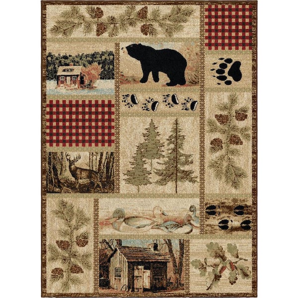 American Destination Getaway Trail Lodge Multi 2 ft. x 4 ft. Woven Animal Print Polypropylene Rectangle Area Rug