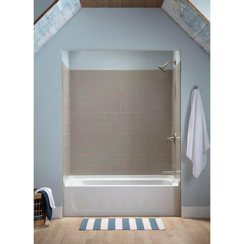 Sterling White Vikrell Alcove Soaking Bathtub with Left Drain