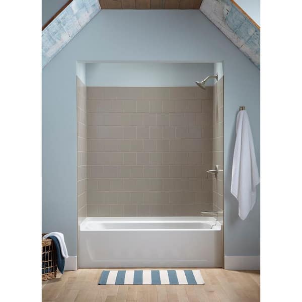 Ensemble 60 in. x 30.125 in. Soaking Bathtub with Left Drain in White