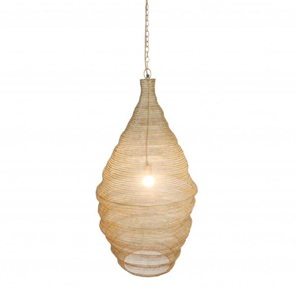 Noeway 60-Watt 1 Satin Black Cone Mini Pendant Light with Woven Metal Shade
