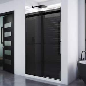 Essence 44 in. to 48 in. W x 76 in. H Sliding Frameless Shower Door in Matte Black with Tinted Glass