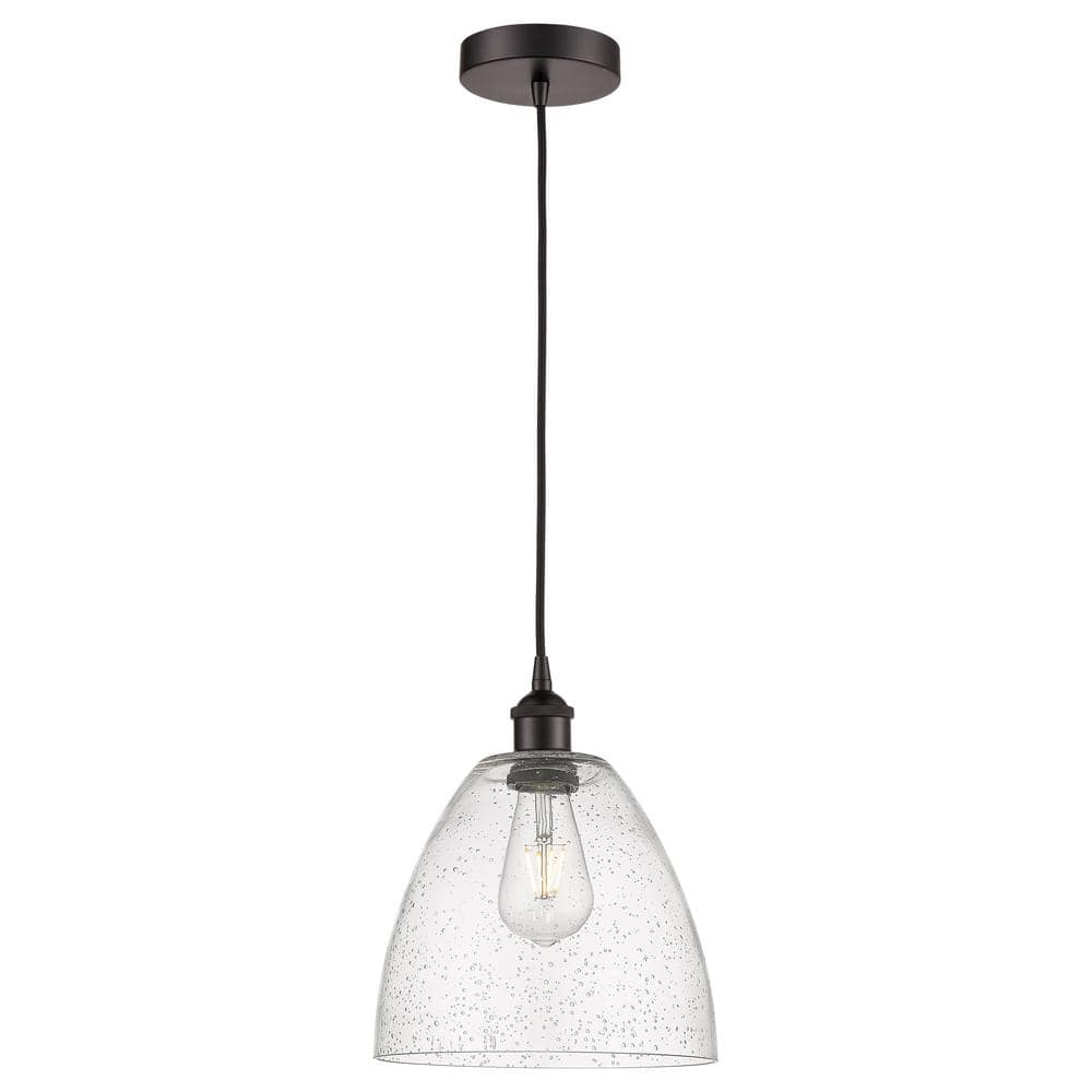 Edison Dome 60-Watt 1-Light Oil Rubbed Bronze Standard Mini Pendant Light with Seeded Glass Shade, No Bulbs Included price history on PriceWatchPro