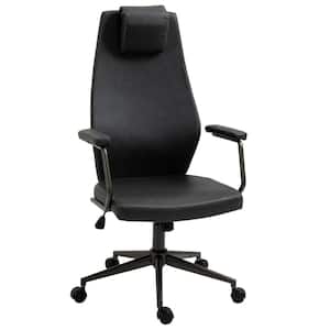 Deep Grey, High-Back Executive Office Chair, Ergonomic Leather Computer Desk Chair with Adjustable Height