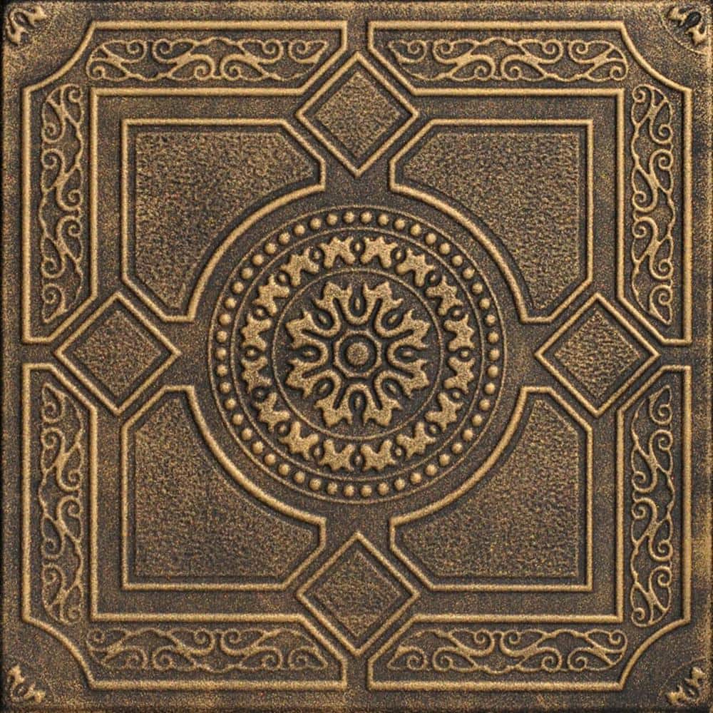 Victorian Black Gold Faux Tin Glue-Up Ceiling Tile