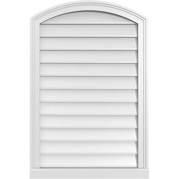 Ekena Millwork 24 in. x 36 in. Arch Top Surface Mount PVC Gable Vent: Functional with Brickmould Sill Frame