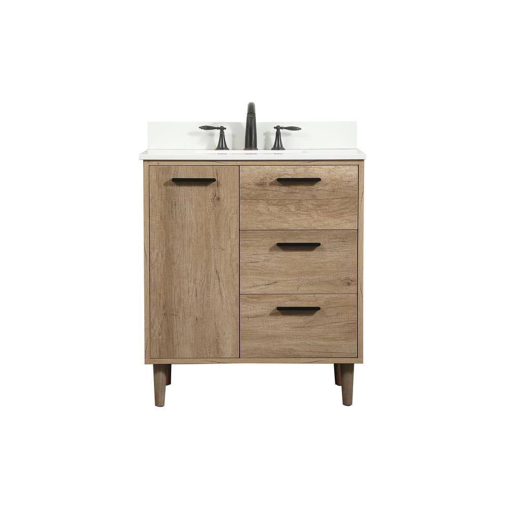 Simply Living 30 in. W x 19 in. D x 34 in. H Bath Vanity in Natural Oak wit
