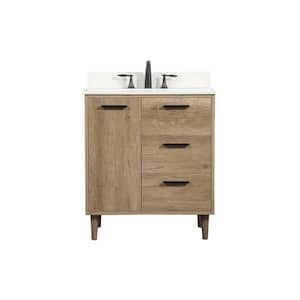 Timeless Home 30 in. W x 19 in. D x 34 in. H Bath Vanity in Natural Oak with Ivory White Top