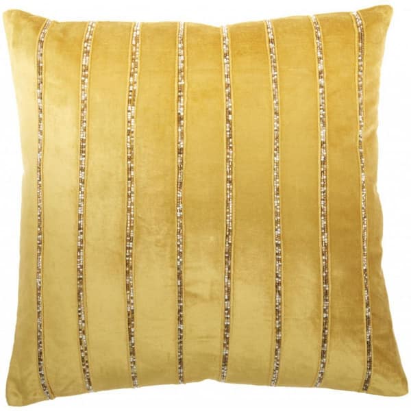 HomeRoots Gold Striped Polyester 20 in. x 20 in. Throw Pillow