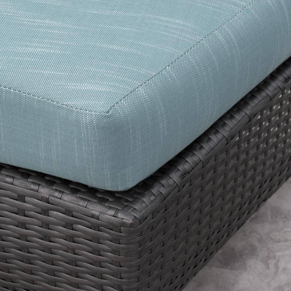 Gray Iron 8-Seater Round Wicker Sectional Sofa with Teal Cushions