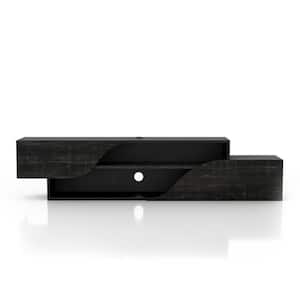 Andoval 59.06 in. Reclaimed Black Oak Floating TV Stand Fits TV's up to 65 in. with 2-Shelves