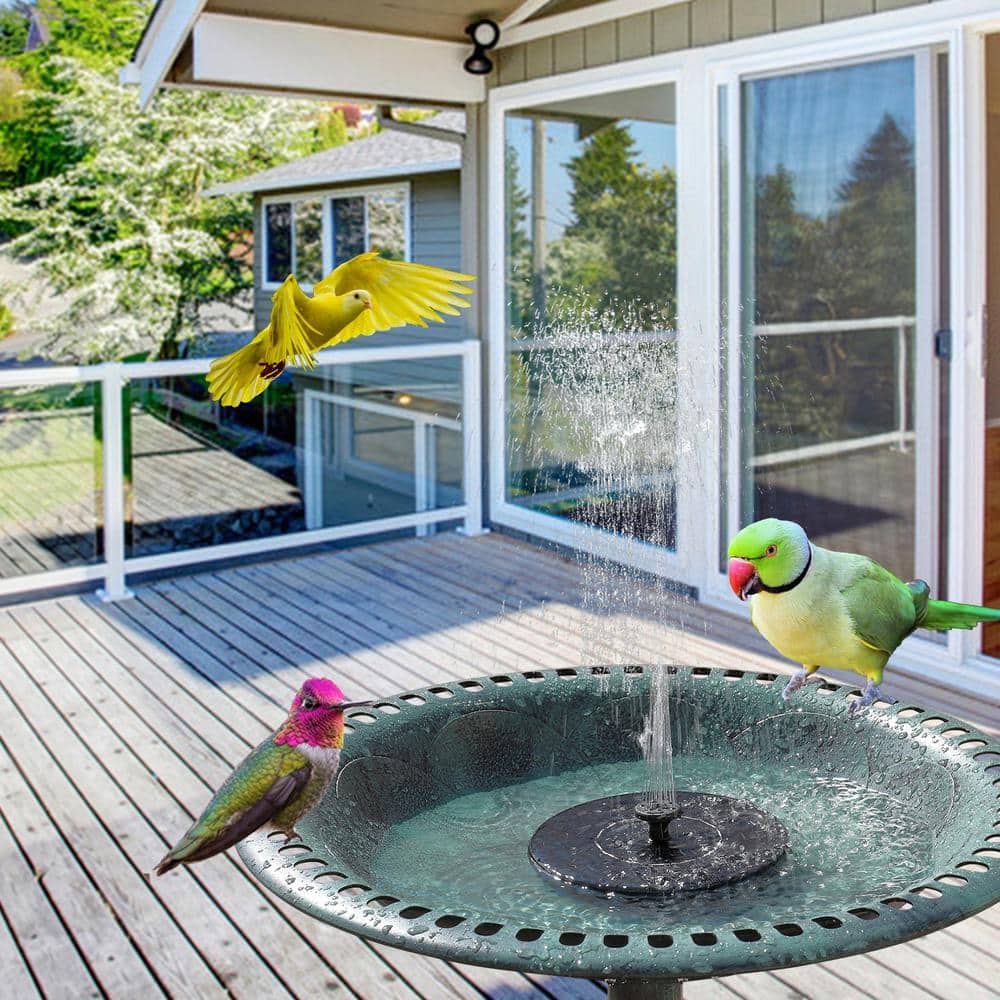 Antique Green 28" Resin Bird Bath with Solar Fountain