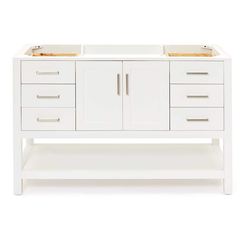Magnolia 54-Inch White Solid Wood Single Bathroom Vanity Base