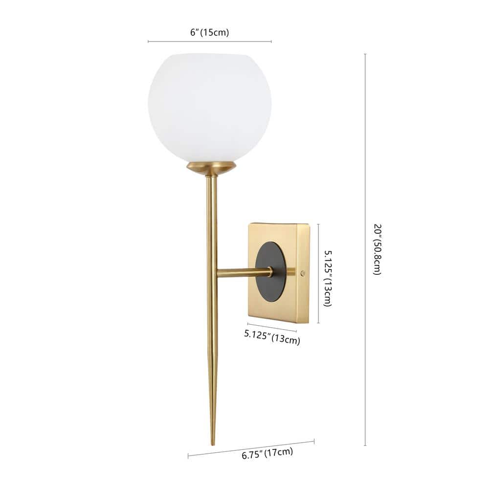 Sylvie 20" Brass Gold & White Iron LED Wall Sconce