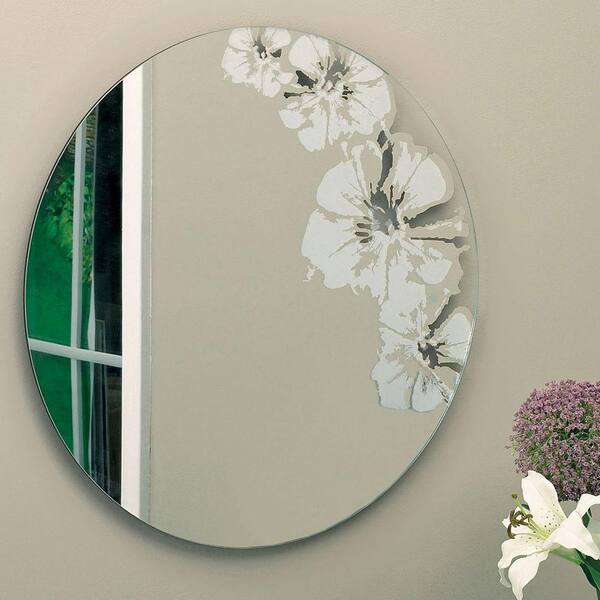 AZ Home and Gifts nexxt Flaunt 24 in. x 24 in. Wall Mirror with Frosted and Transparent Floral Design