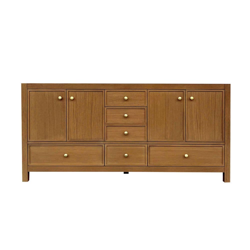 72 in. Double Sink Freestanding Oak Brown Bath Vanity with Carrara White Engineered Marble Top Pre-assembly price history on PriceWatchPro