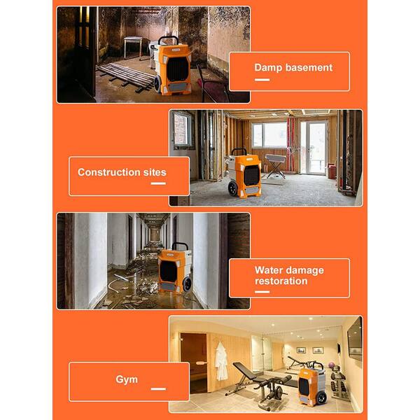 190 pt. 7500 sq. ft. Commercial Dehumidifiers in Orange for