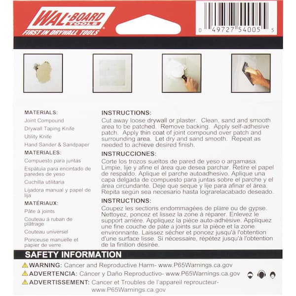 Wal-Board Tools 8 in. x 8 in. Self Adhesive Drywall Repair Patch 054-007-HD  - The Home Depot