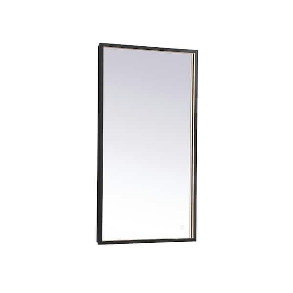 Unbranded Timeless Home 20 in. W x 36 in. H Modern Rectangular Aluminum Framed LED Bathroom Vanity Mirror in Black
