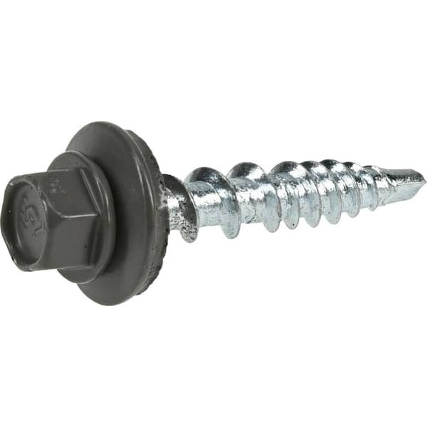 Everbilt #10 x 1 in. Charcoal Gray Head Roofing Screw 1 lb.-Box (125-Piece)