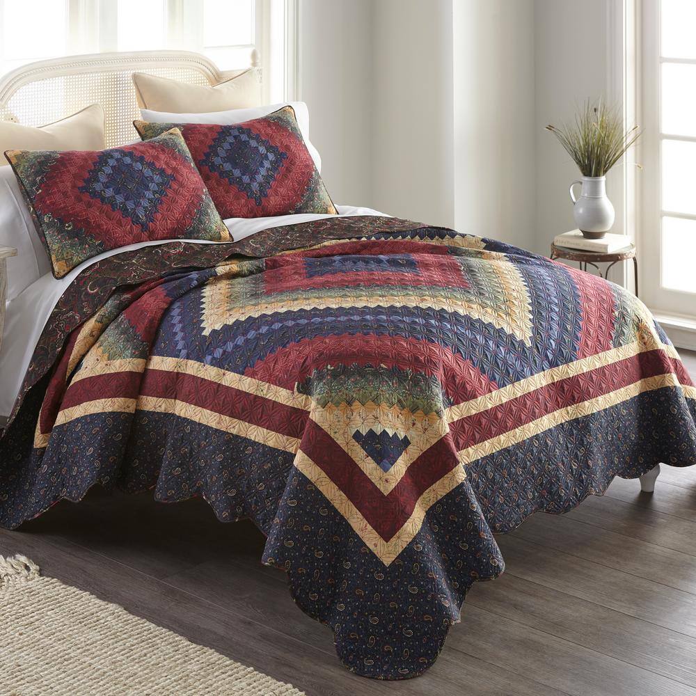 Queen Multicolor Microfiber Reversible Quilt Set