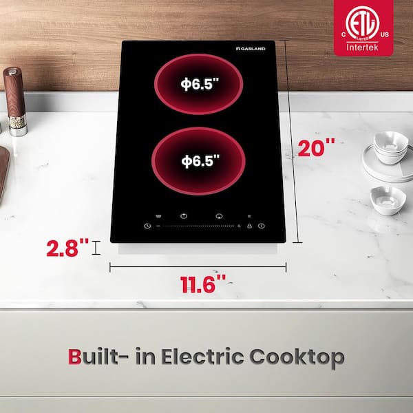 12 in. Built-In Smooth Top Radiant Electric Cooktop in Black, ETL Certified
