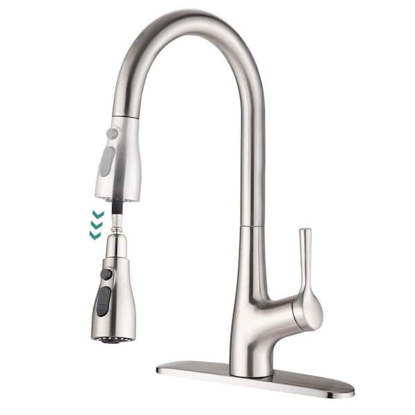Melo Single-Handle Pull-Down Sprayer Kitchen Faucet with Power Clean in Brushed Nickel