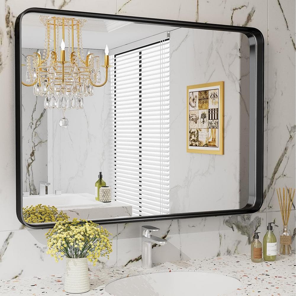 Relyblo 30 in. W x 40 in. H Rounded Rectangle Framed Wall Bathroom