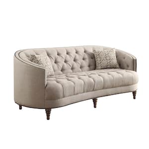 85 in Slope Arm Fabric Rectangle Nailhead Trim Sofa in. Gray