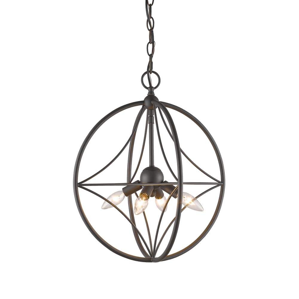 Cortez 60-Watt 4-Light Bronze Candle Pendant Light with No Bulb Included
