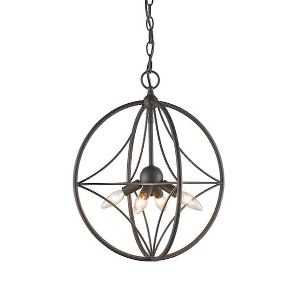 Unbranded Cortez 60-Watt 4-Light Bronze Candle Pendant Light with No Bulb Included