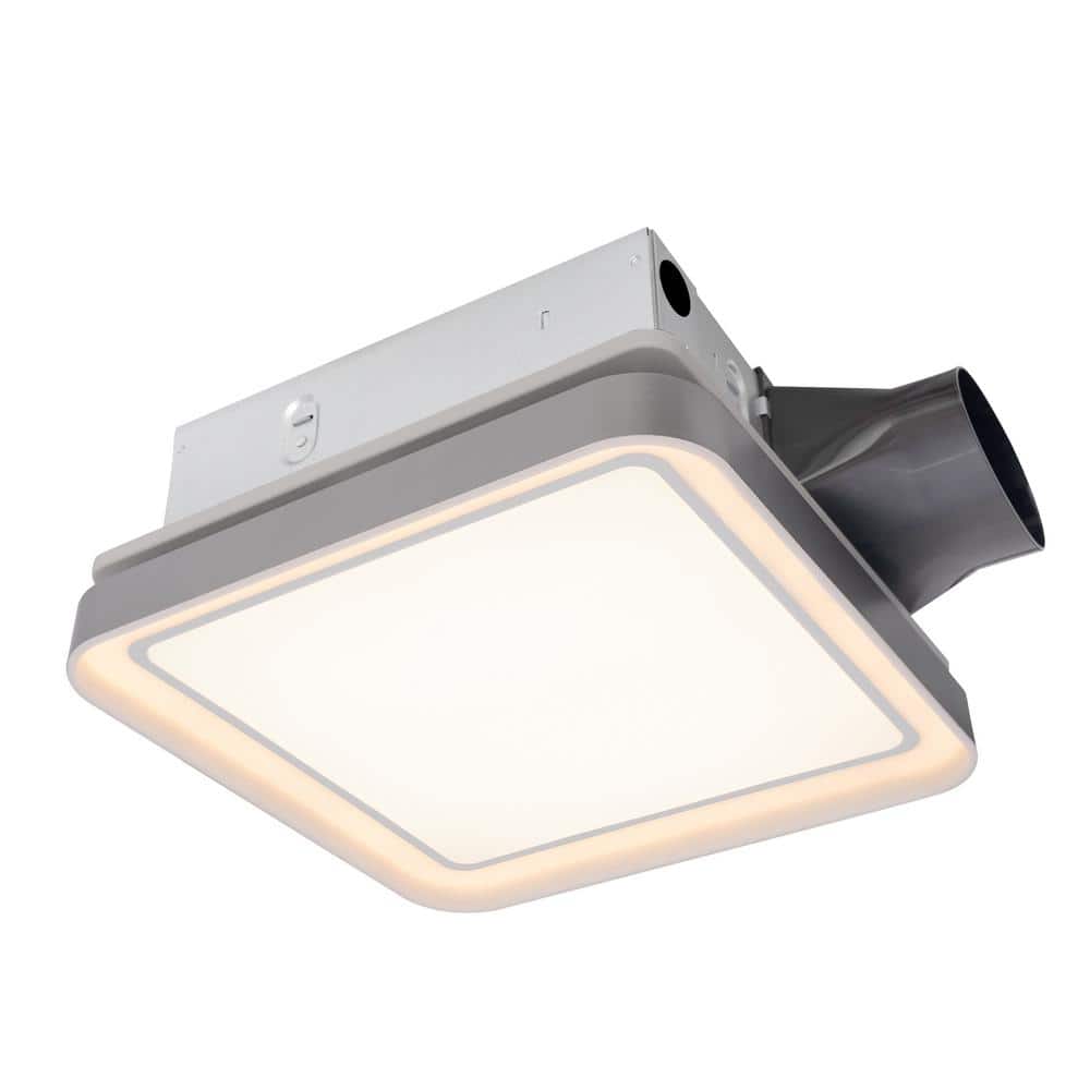 DC Bathroom Exhaust Fan Light, 50-80-100 CFM, 15-Watt Dimmable 3CCT LED Lig