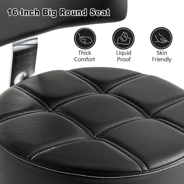 Lockable Adjustable Stool with Back Footrest Ergonomic Hydraulic