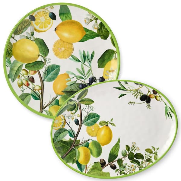 Limone 14.5 in. Multi-Colored Melamine 2-Piece Platter Set
