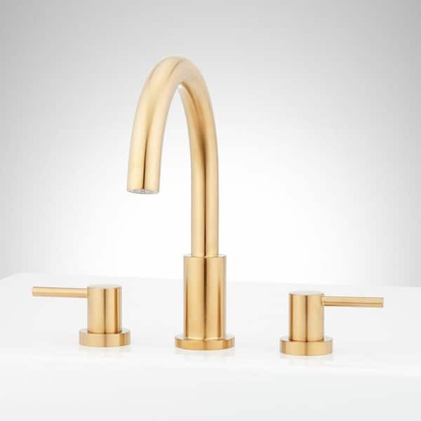 SIGNATURE HARDWARE Lexia 2-Handle Deck Mount Roman Tub Faucet in Brushed Gold