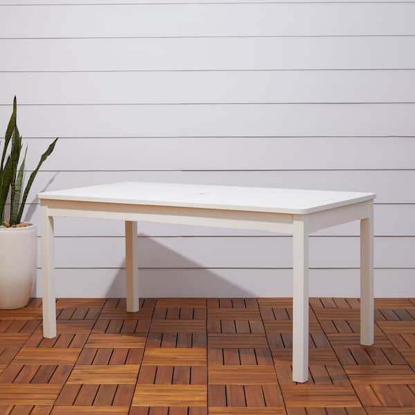 Vifah Bradley 59 in. x 32 in. White Acacia Patio Dining Table
