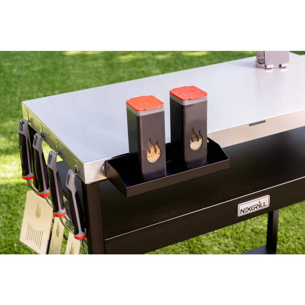 Nexgrill Stainless Steel and Black Outdoor Food Prep Cart